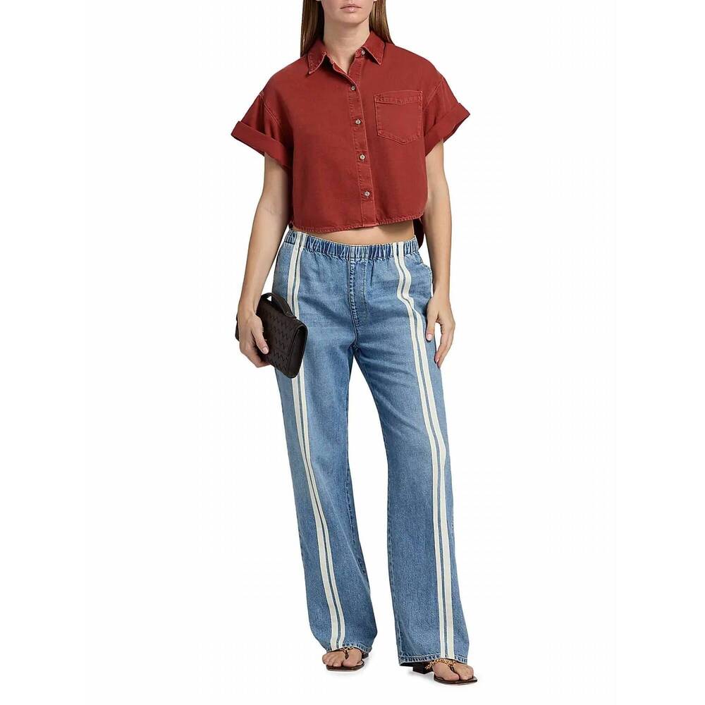 NEW RAG & BONE denim crop top in sienna - Picture 1 of 5